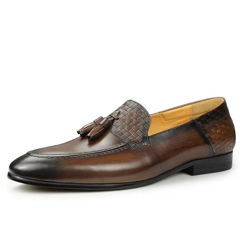 Mocassins Masculinos Croc Padrão Chic Slip On - Café