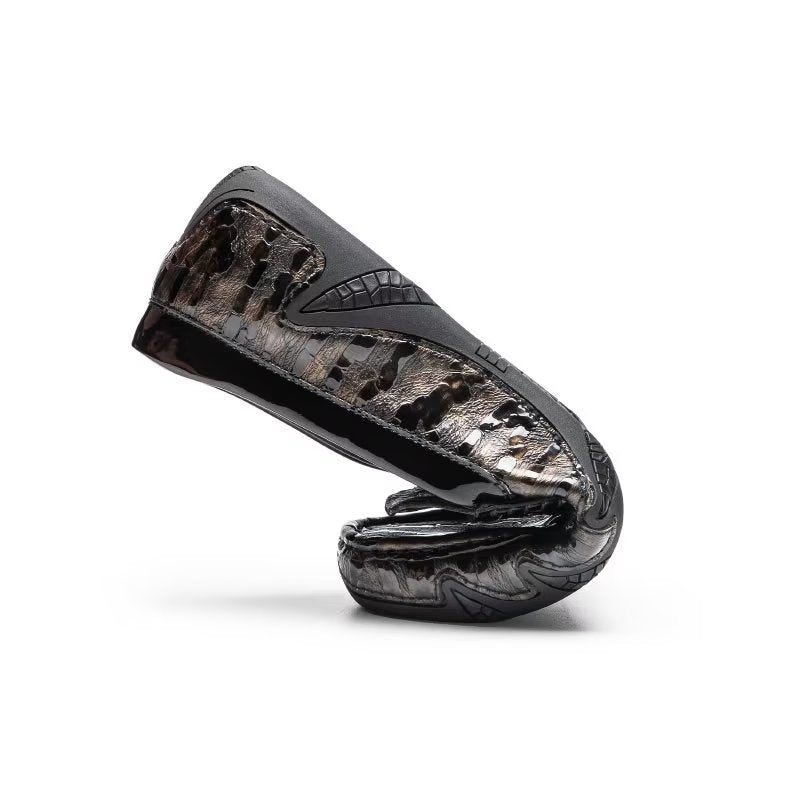 Mocassins Masculinos Croc Padrão Elegante Slip On - Café