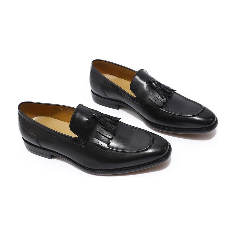 Mocassins Masculinos Elegância Exótica Couro Respirável - Preto