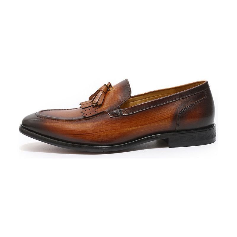 Mocassins Masculinos Elegância Exótica Couro Respirável - Café