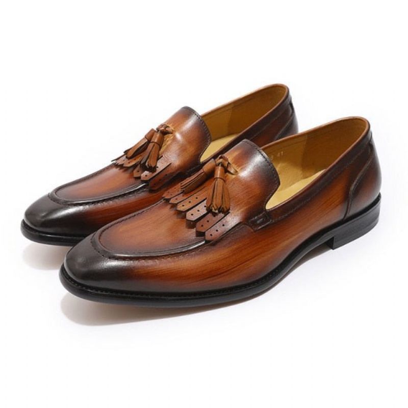 Mocassins Masculinos Elegância Exótica Couro Respirável - Café