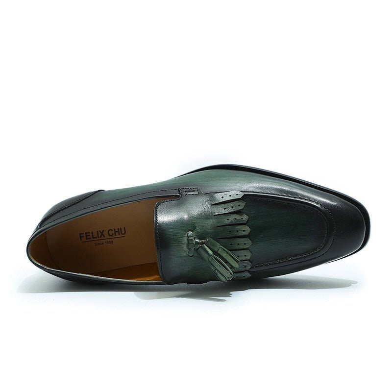 Mocassins Masculinos Elegância Exótica Couro Respirável - Verde