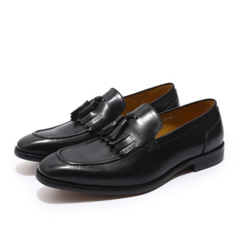 Mocassins Masculinos Elegância Exótica Couro Respirável - Preto