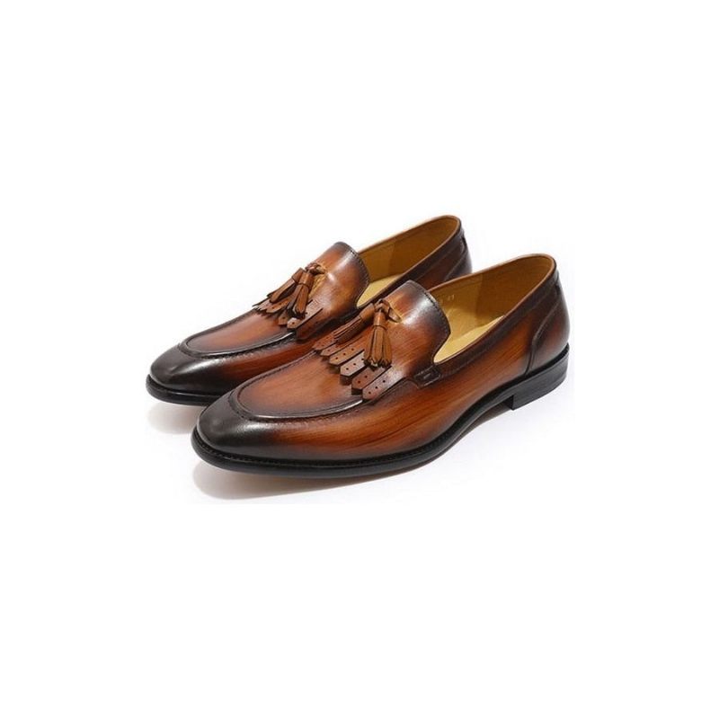 Mocassins Masculinos Elegância Exótica Couro Respirável - Café