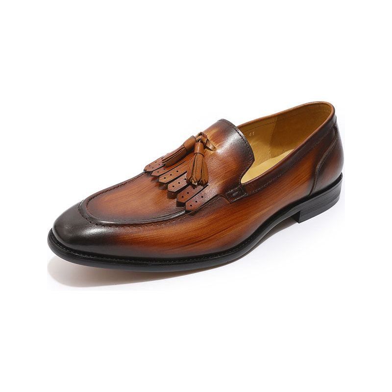 Mocassins Masculinos Elegância Exótica Couro Respirável - Café