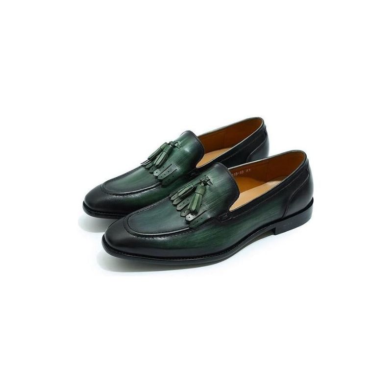 Mocassins Masculinos Elegância Exótica Couro Respirável - Verde