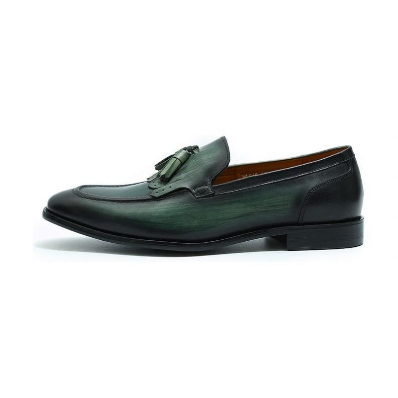 Mocassins Masculinos Elegância Exótica Couro Respirável - Verde