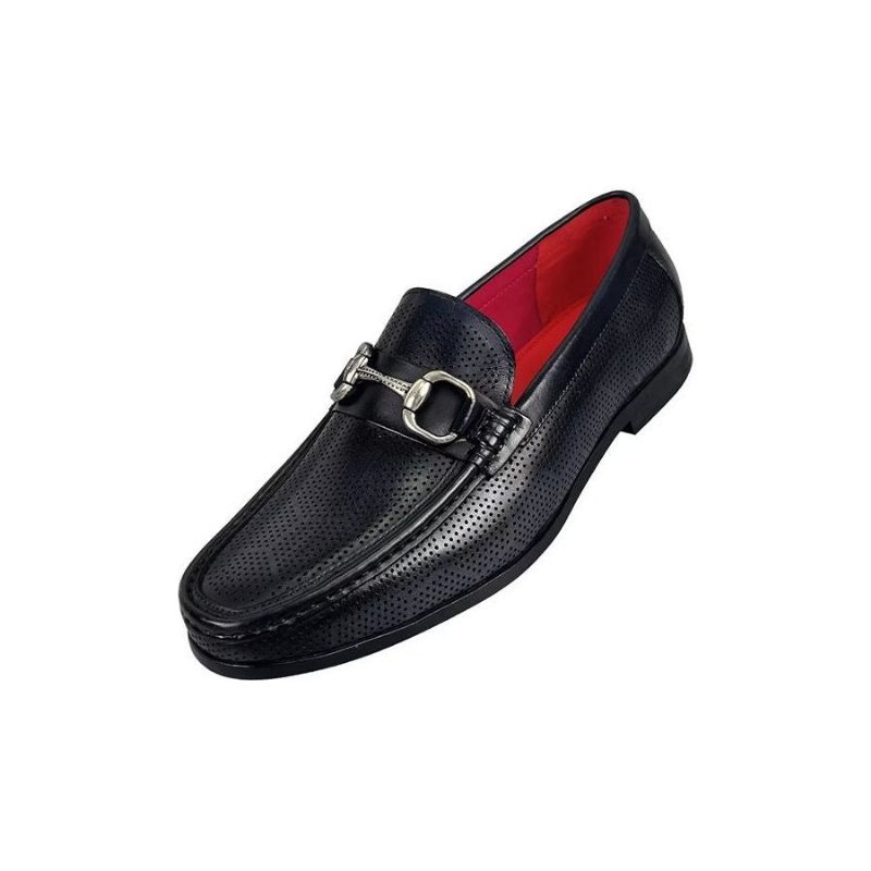 Mocassins Masculinos Elegantes Couro Genuíno Com Deslizamento Em