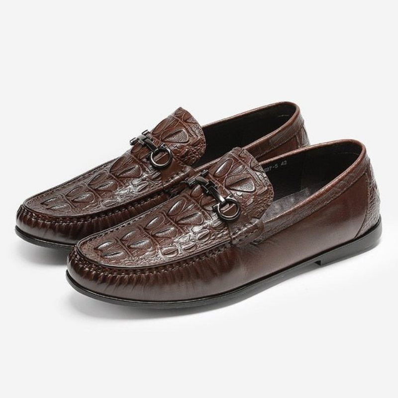 Mocassins Masculinos Elegantes Couro Sem Cadarço - Café