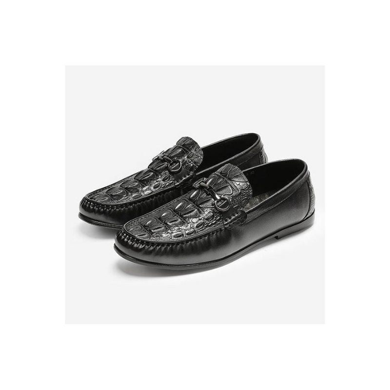 Mocassins Masculinos Elegantes Couro Sem Cadarço - Preto