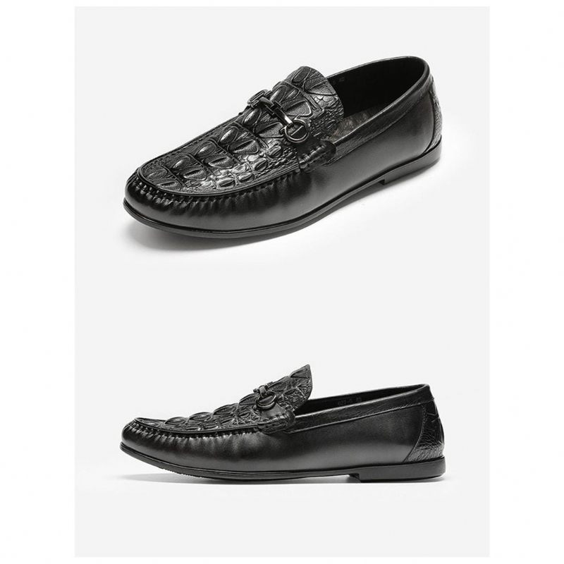 Mocassins Masculinos Elegantes Couro Sem Cadarço - Preto