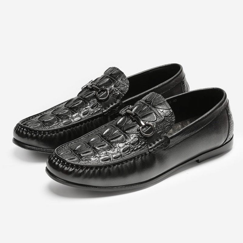 Mocassins Masculinos Elegantes Couro Sem Cadarço - Preto