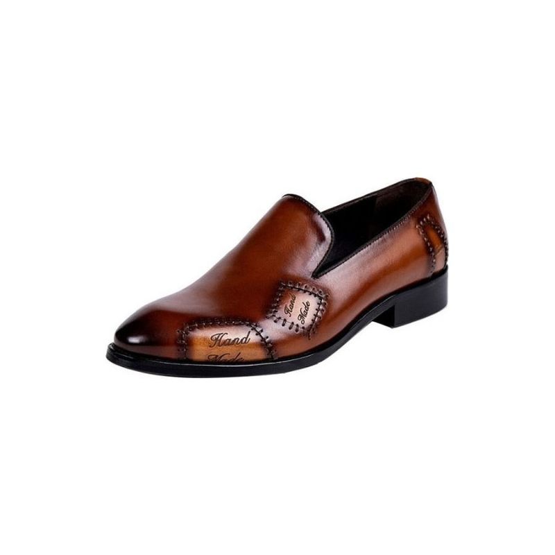 Mocassins Masculinos Exóticos Boss Couro Slip-on Brogue - Café