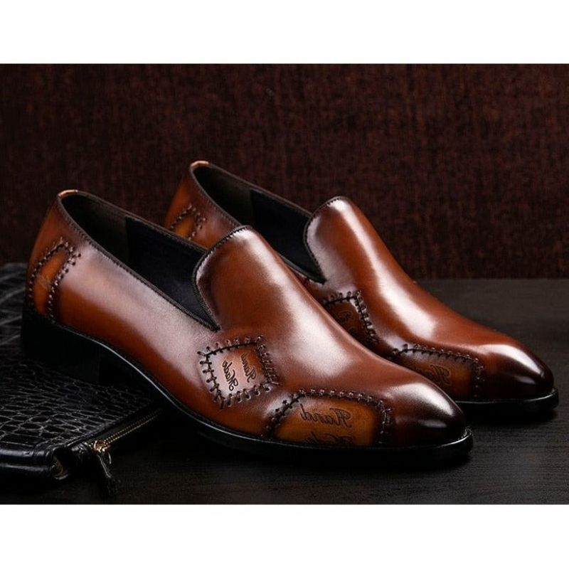 Mocassins Masculinos Exóticos Boss Couro Slip-on Brogue - Café