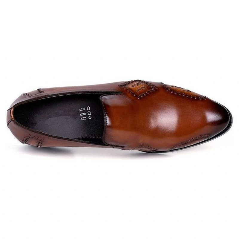 Mocassins Masculinos Exóticos Boss Couro Slip-on Brogue - Café