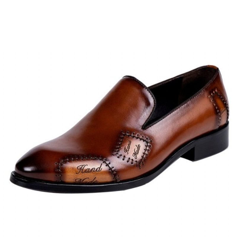 Mocassins Masculinos Exóticos Boss Couro Slip-on Brogue - Café