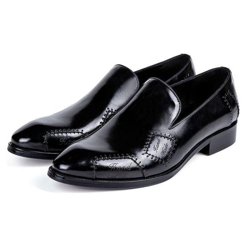 Mocassins Masculinos Exóticos Boss Couro Slip-on Brogue - Preto