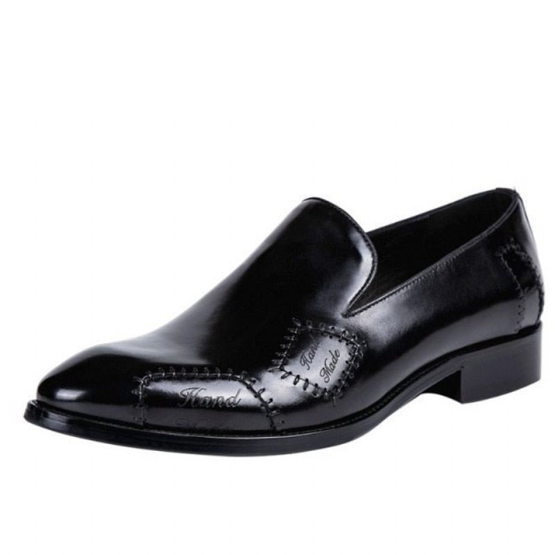 Mocassins Masculinos Exóticos Boss Couro Slip-on Brogue - Preto