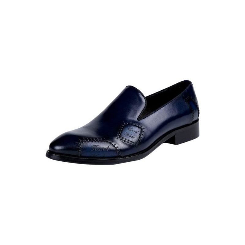 Mocassins Masculinos Exóticos Boss Couro Slip-on Brogue - Azul