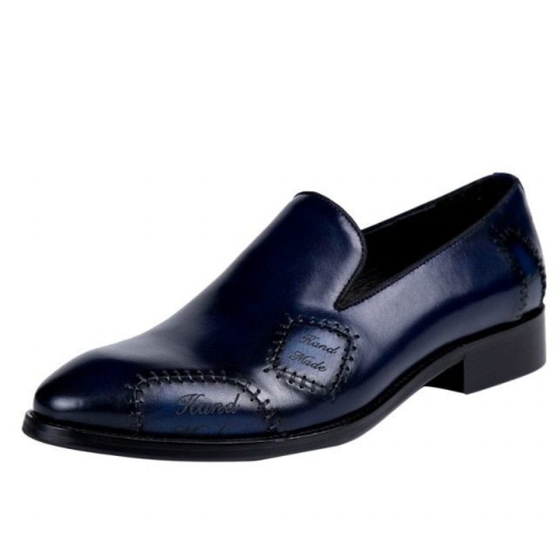 Mocassins Masculinos Exóticos Boss Couro Slip-on Brogue - Azul