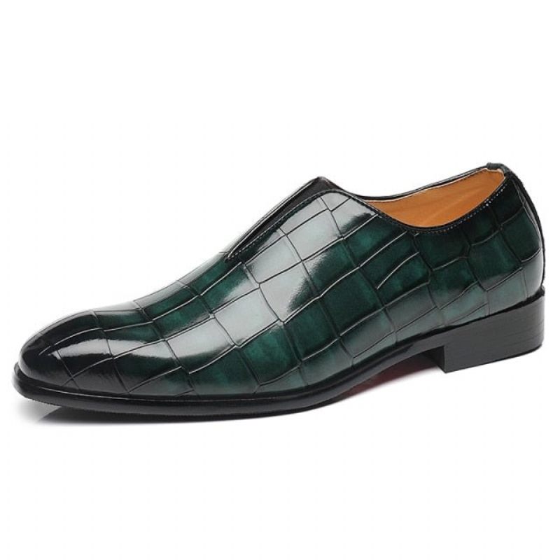 Mocassins Masculinos Exóticos Com Bico Pontiagudo Brogue - Verde