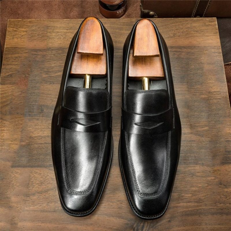 Mocassins Masculinos Exóticos Com Bico Pontiagudo Brogue - Preto