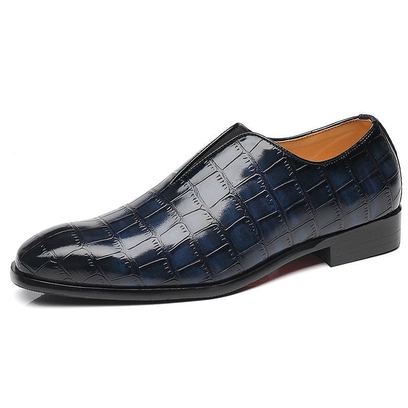 Mocassins Masculinos Exóticos Com Bico Pontiagudo Brogue - Azul