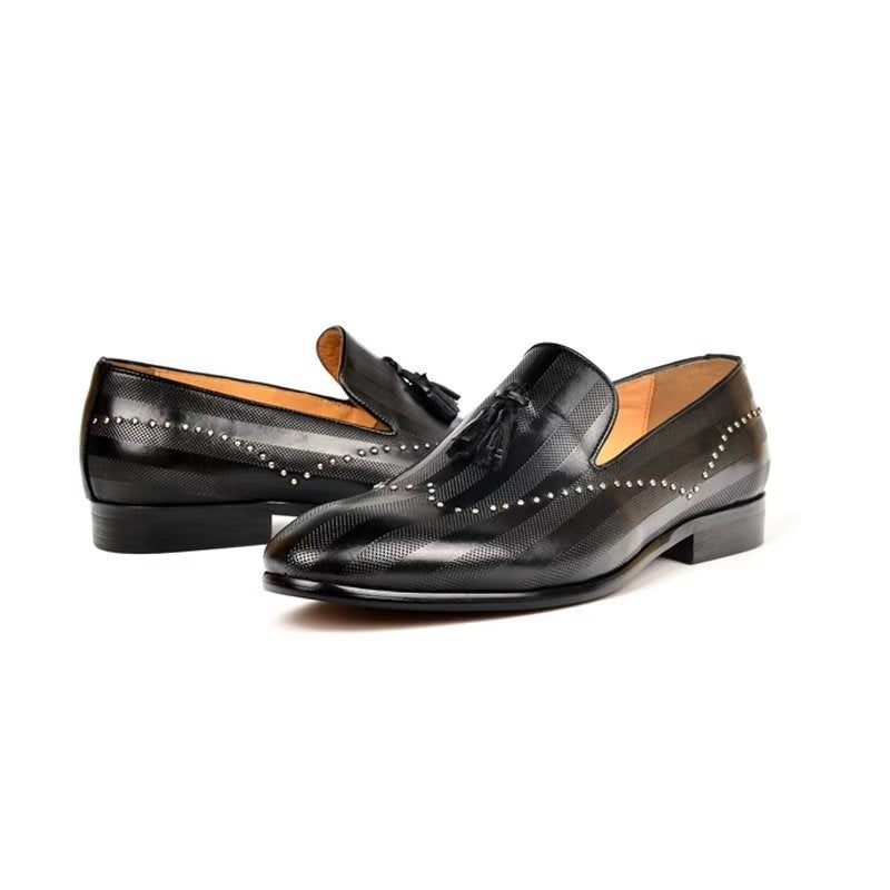 Mocassins Masculinos Exóticos Com Borla - Preto