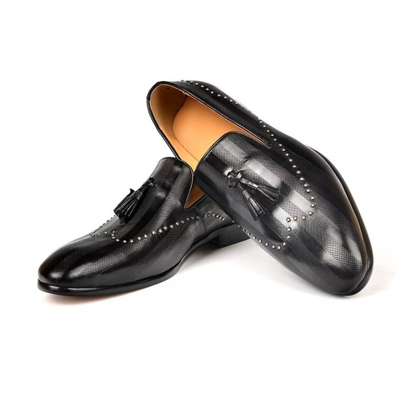 Mocassins Masculinos Exóticos Com Borla - Preto