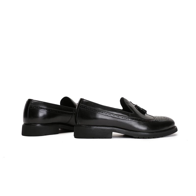 Mocassins Masculinos Exóticos Slip-on Brogue - Preto