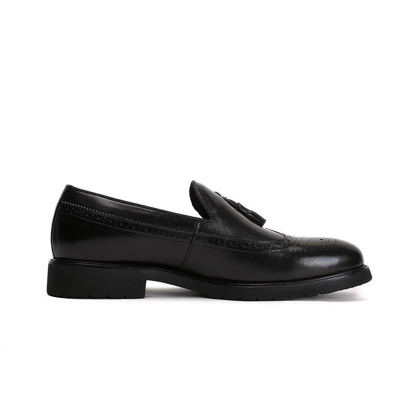 Mocassins Masculinos Exóticos Slip-on Brogue - Preto