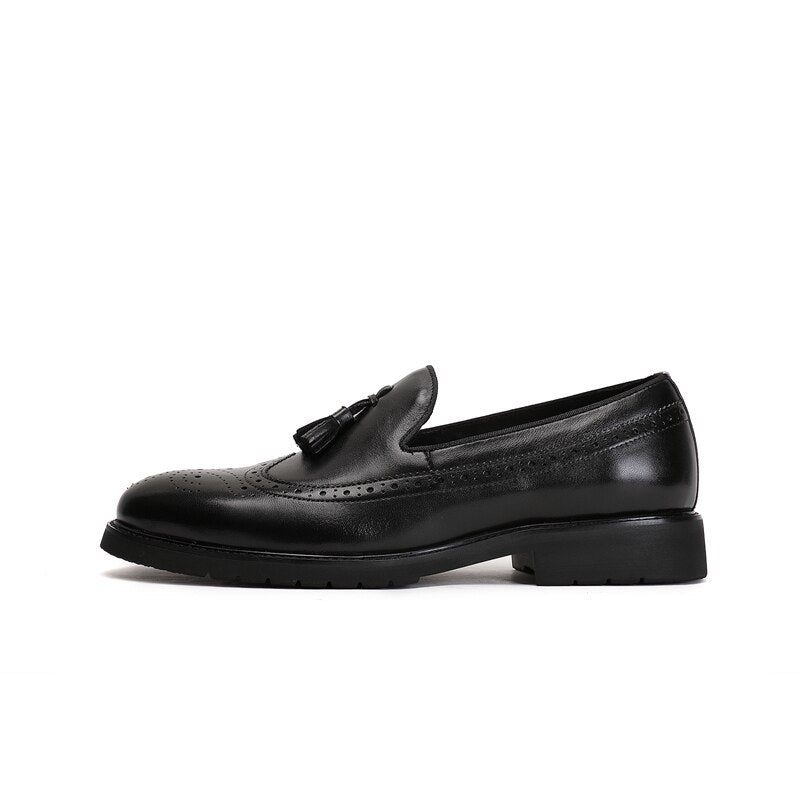 Mocassins Masculinos Exóticos Slip-on Brogue - Preto