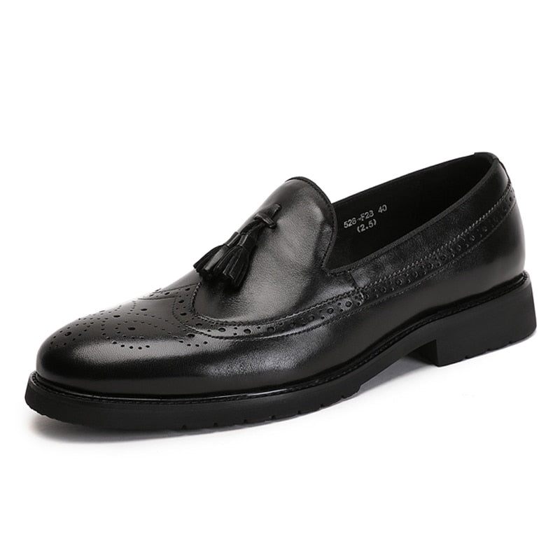 Mocassins Masculinos Exóticos Slip-on Brogue - Preto