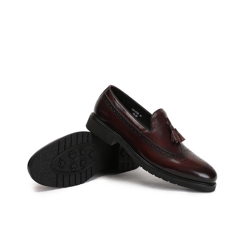 Mocassins Masculinos Exóticos Slip-on Brogue - Café