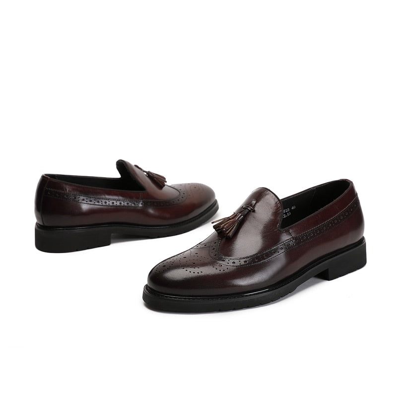 Mocassins Masculinos Exóticos Slip-on Brogue - Café