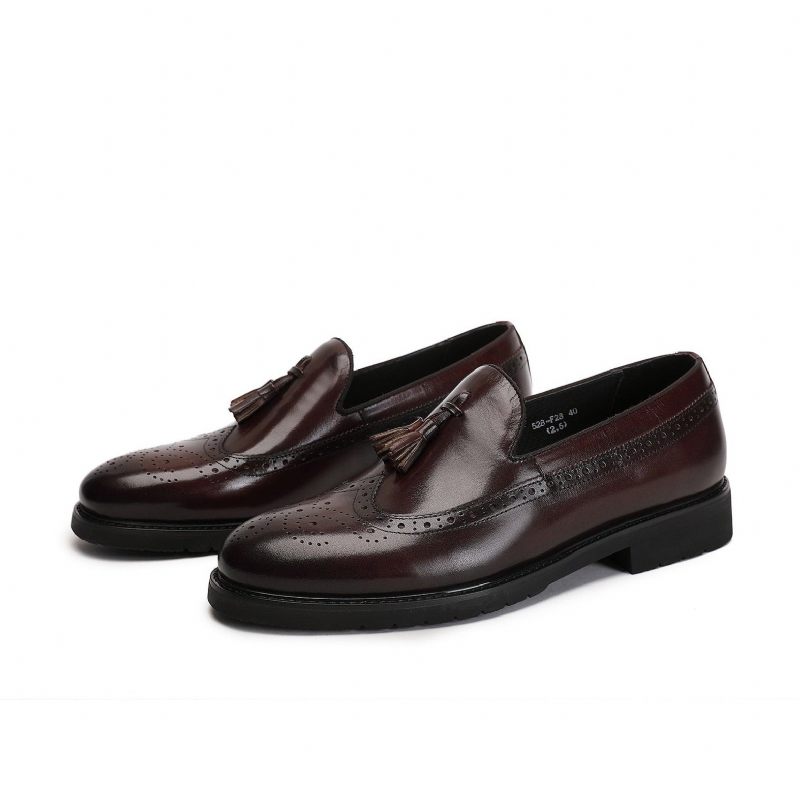 Mocassins Masculinos Exóticos Slip-on Brogue - Café