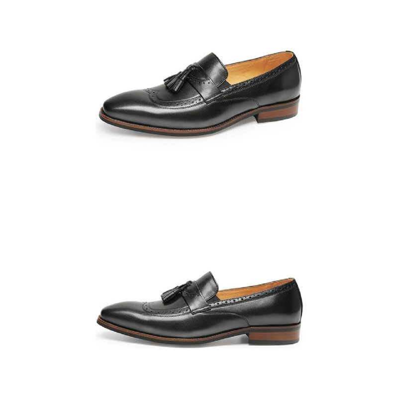 Mocassins Masculinos Exóticos Slip On Brogue - Preto