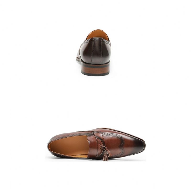 Mocassins Masculinos Exóticos Slip On Brogue - Marrom