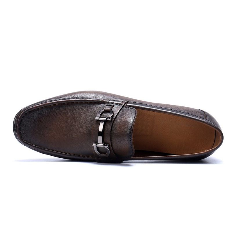 Mocassins Masculinos Hazel Luxuosos Couro Sem Cadarço - Café