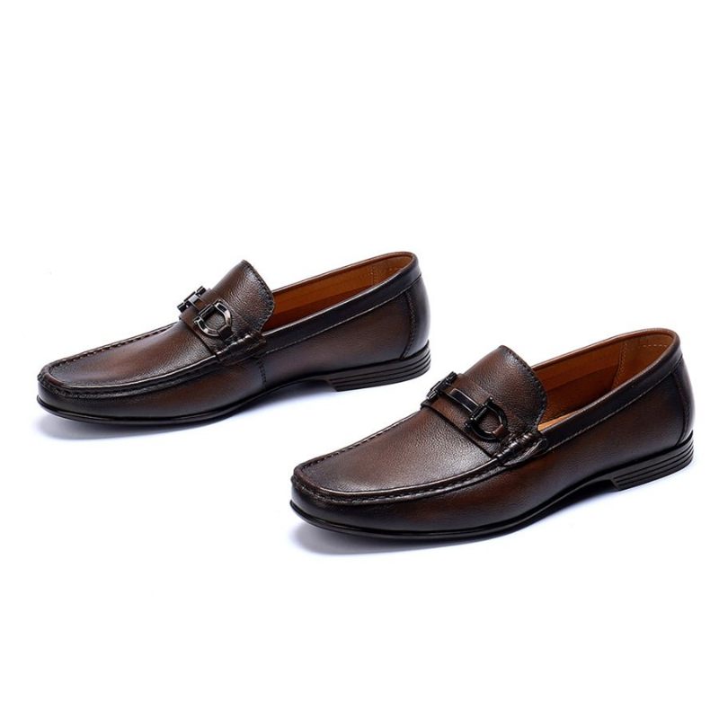 Mocassins Masculinos Hazel Luxuosos Couro Sem Cadarço - Café