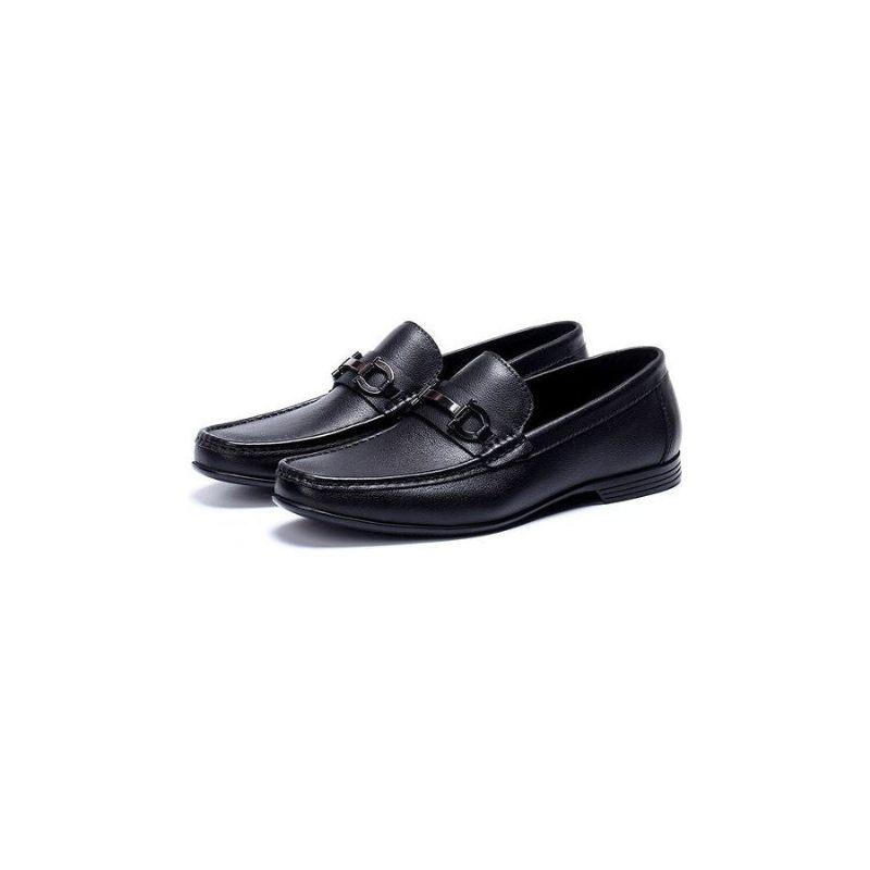 Mocassins Masculinos Hazel Luxuosos Couro Sem Cadarço - Preto