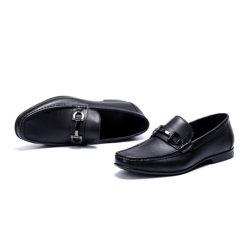 Mocassins Masculinos Hazel Luxuosos Couro Sem Cadarço - Preto