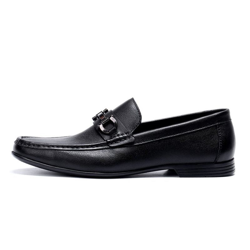 Mocassins Masculinos Hazel Luxuosos Couro Sem Cadarço - Preto