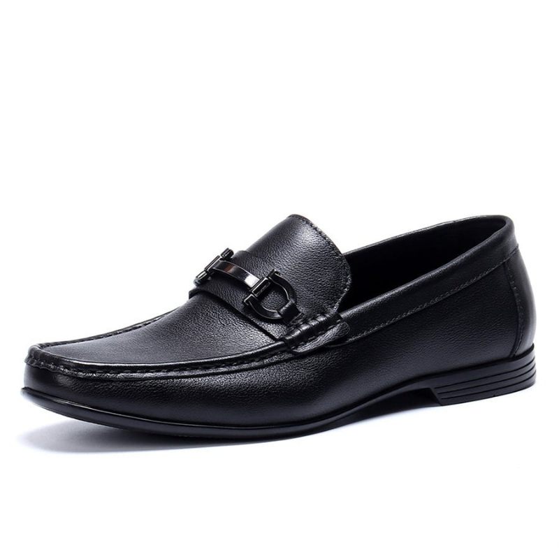 Mocassins Masculinos Hazel Luxuosos Couro Sem Cadarço - Preto