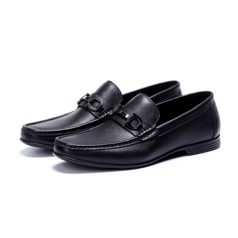 Mocassins Masculinos Hazel Luxuosos Couro Sem Cadarço - Preto