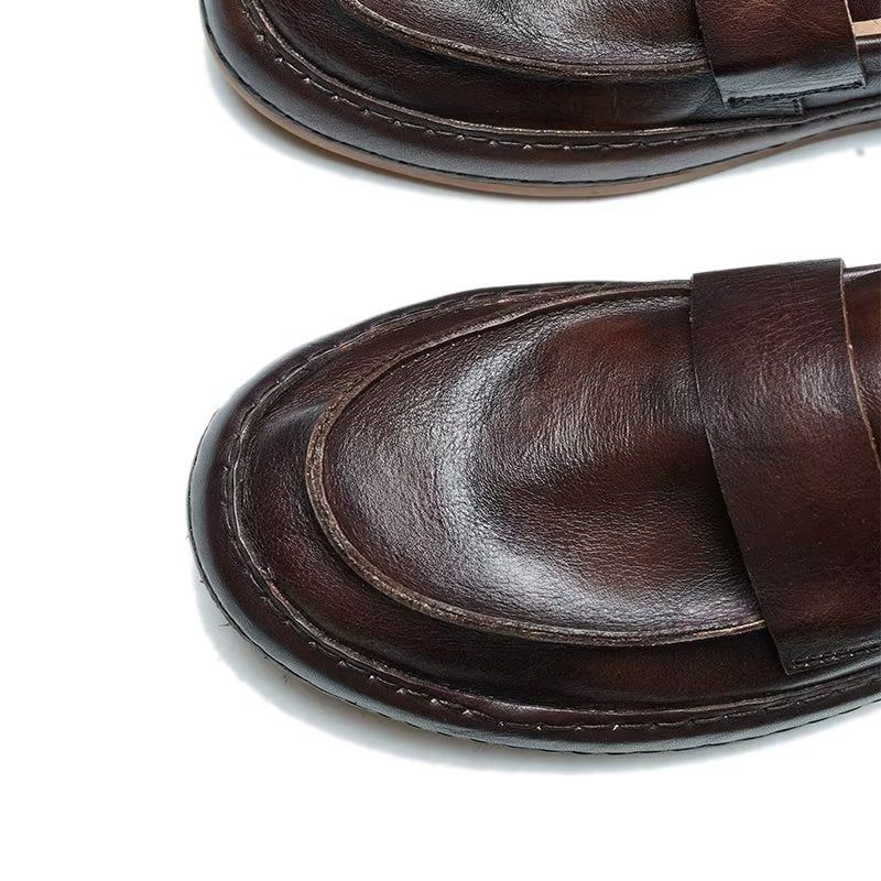 Mocassins Masculinos Lux Couro Vaca Slip-on - Café