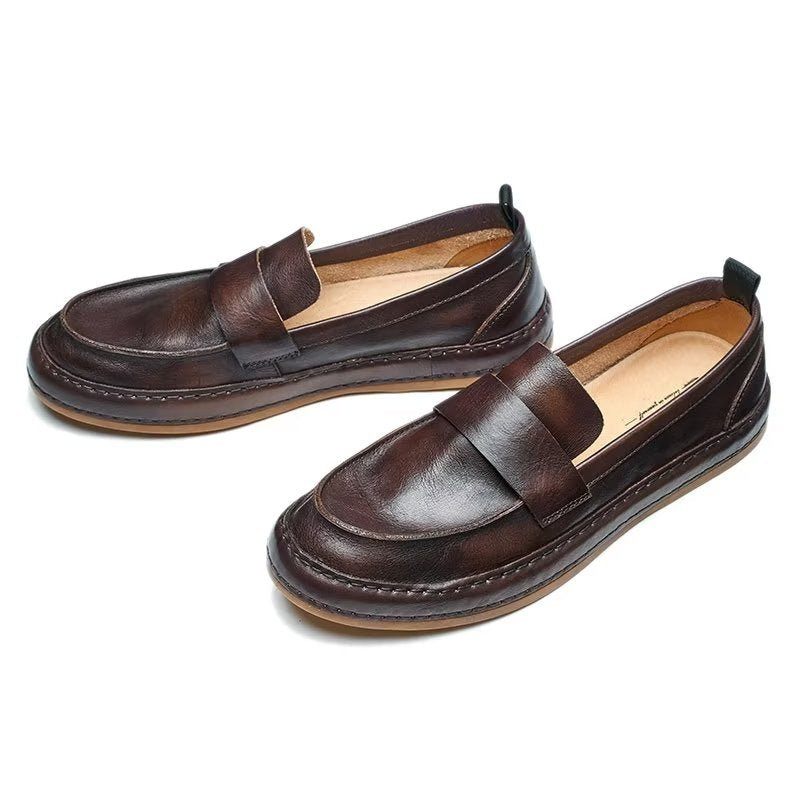 Mocassins Masculinos Lux Couro Vaca Slip-on - Café