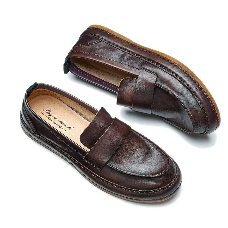 Mocassins Masculinos Lux Couro Vaca Slip-on - Café