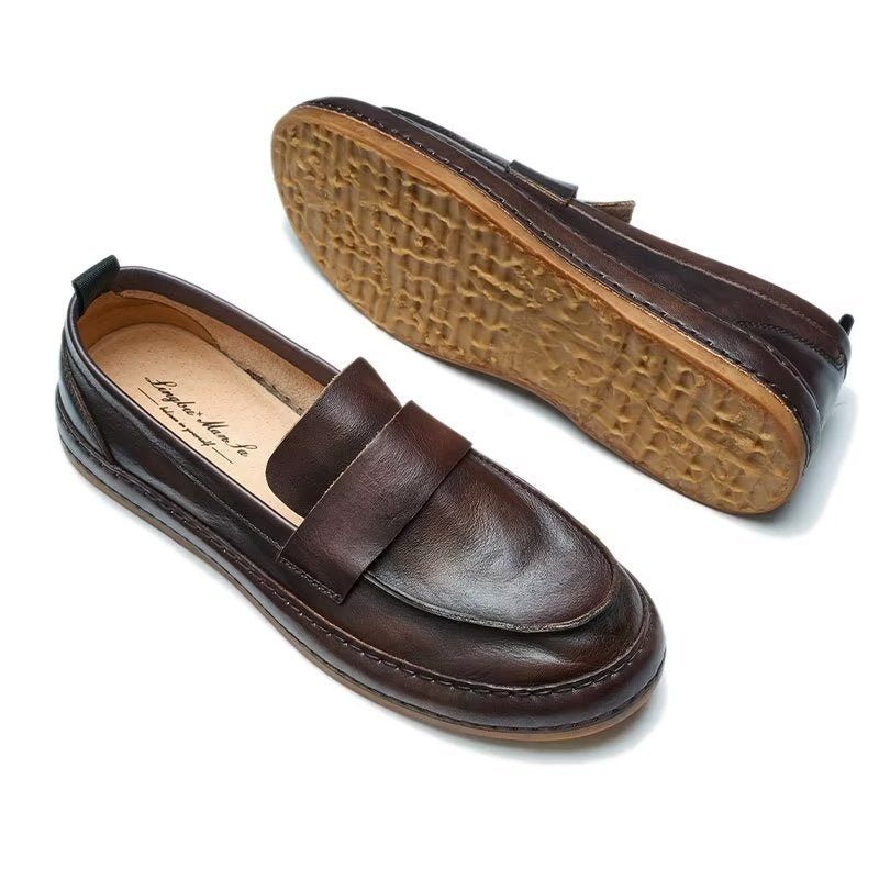 Mocassins Masculinos Lux Couro Vaca Slip-on - Café