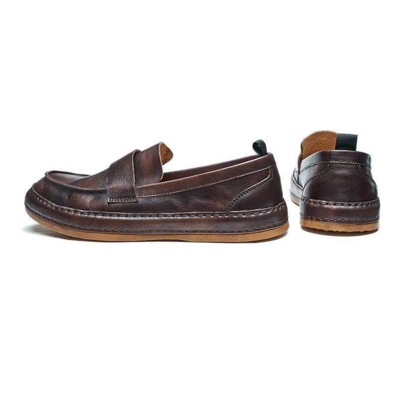 Mocassins Masculinos Lux Couro Vaca Slip-on - Café